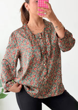 Size M-L Green Ditsy Floral Blouse
