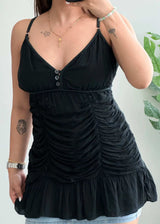 Size S-M, Black Ruched Peplum Cami Top for Women - Closet by Payal
