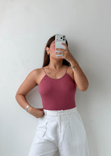 Size S-M Mauve Ribbed Bodysuit