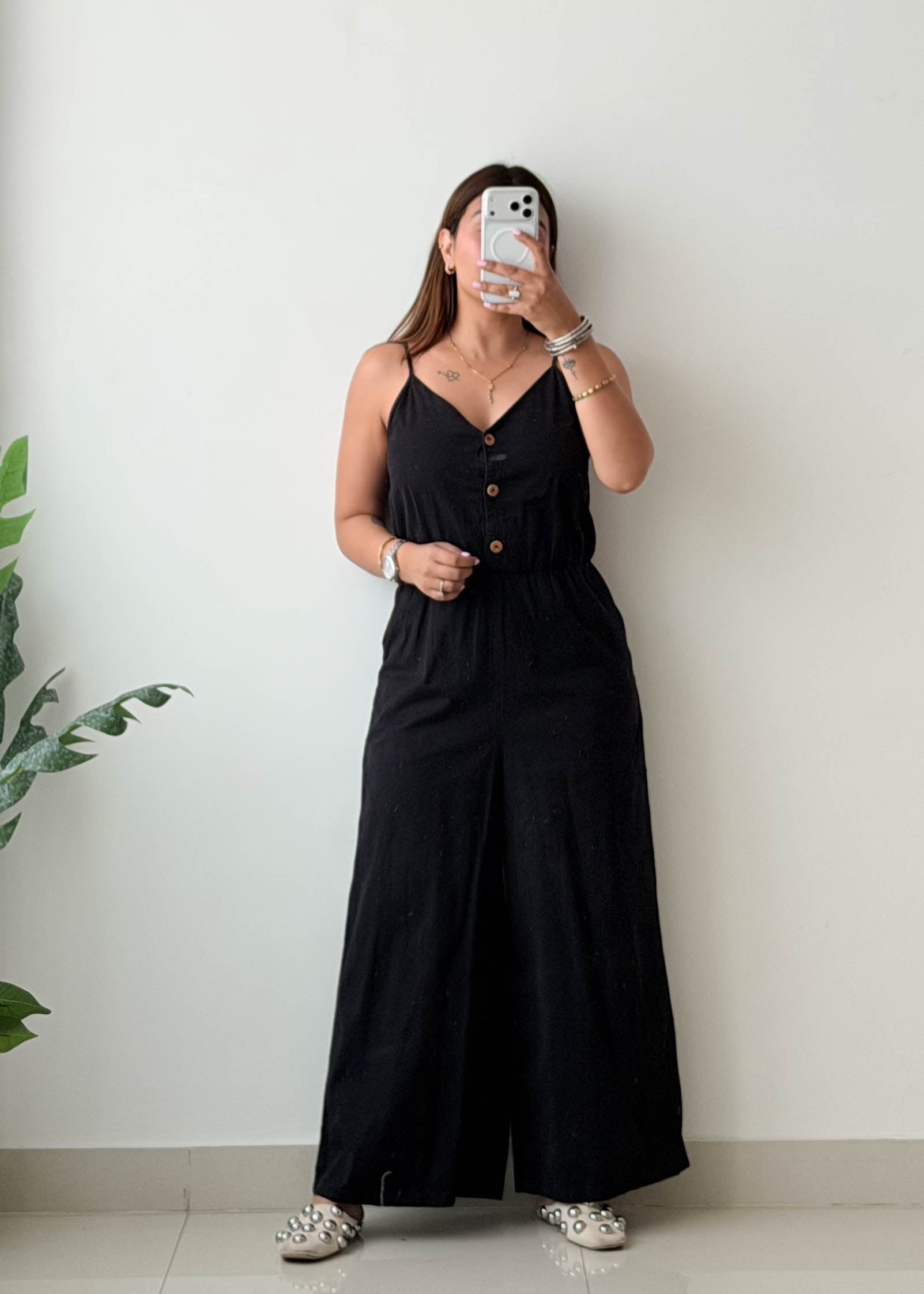 Size S Black Wide-Leg Jumpsuit