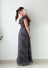 Size S-M Charcoal Leopard Print Maxi Dress