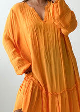 Size XL-XXL Orange Oversized Tiered Dress