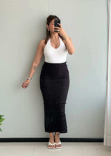 Waist : 26-28, Black Mesh Long skirt with Lining inside - Closet by Payal