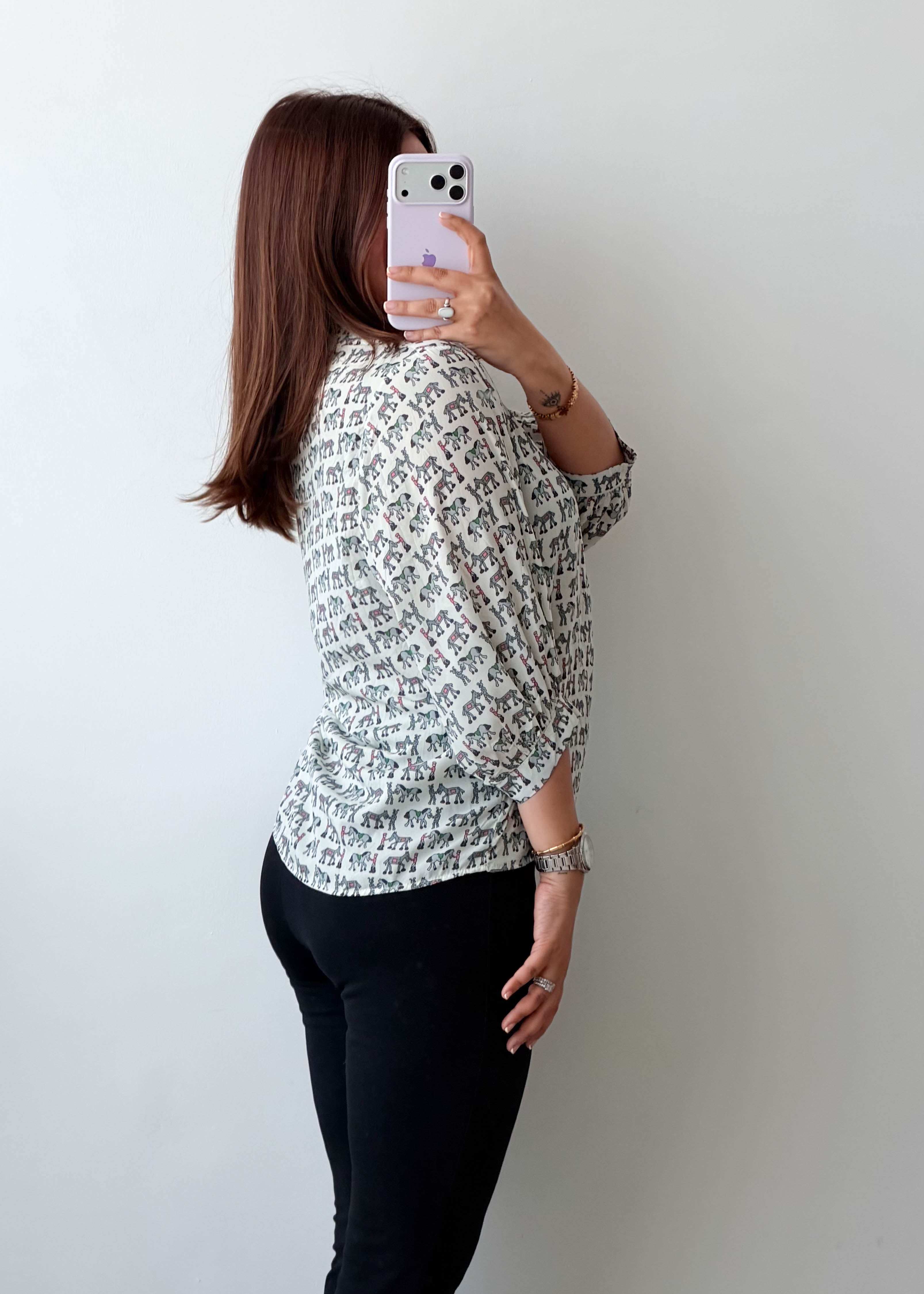 Size S-M White Printed Top