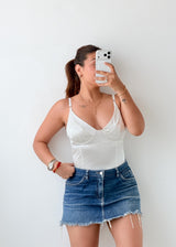 Size S-M White Structured Cup Bodysuit