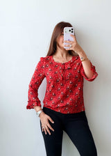 Size XS-S Red Paisley Print Top