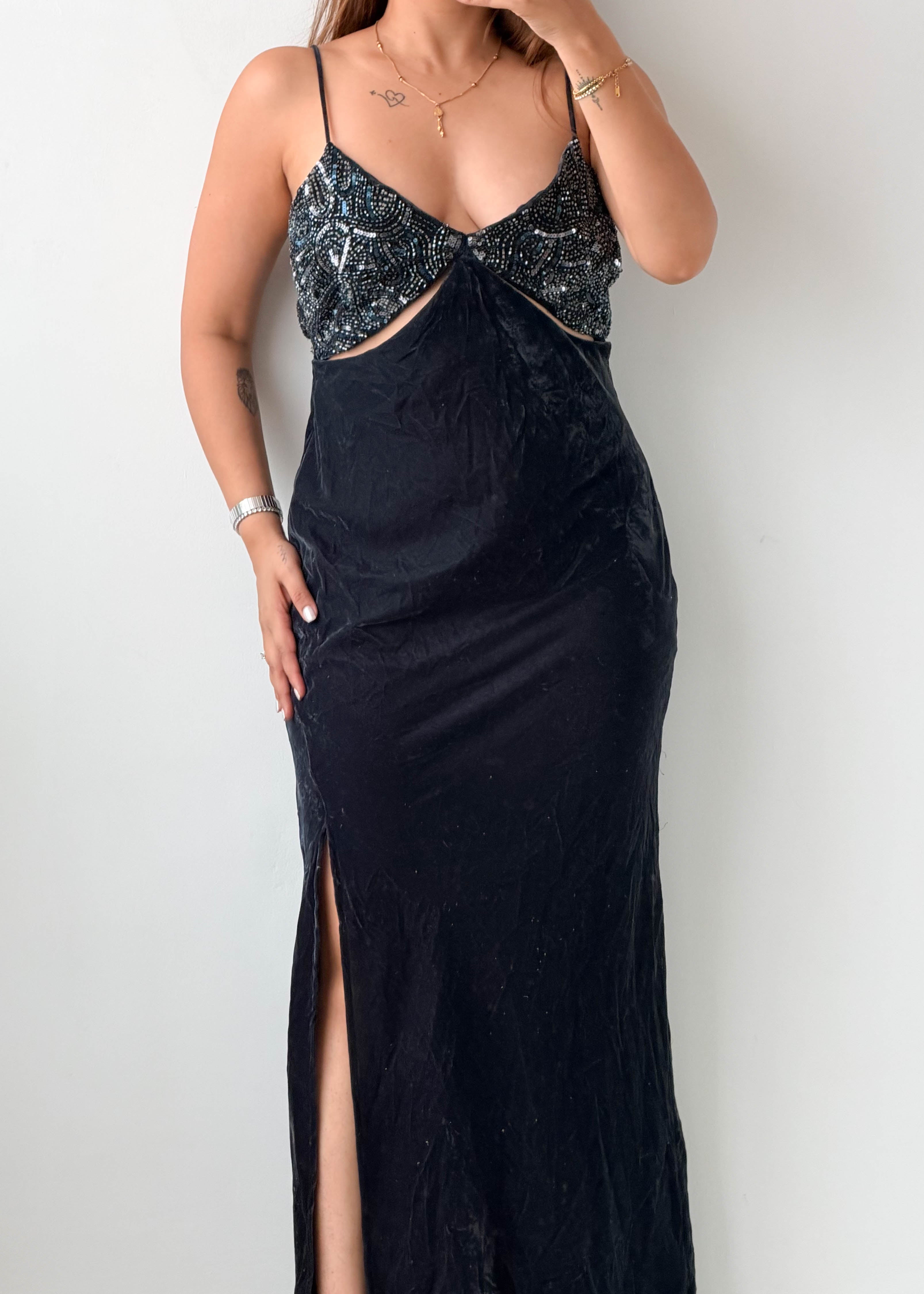 Size M Black Sequin Cutout Party Perfect Dress