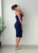 Size S-M Navy Ribbed Midi Dress