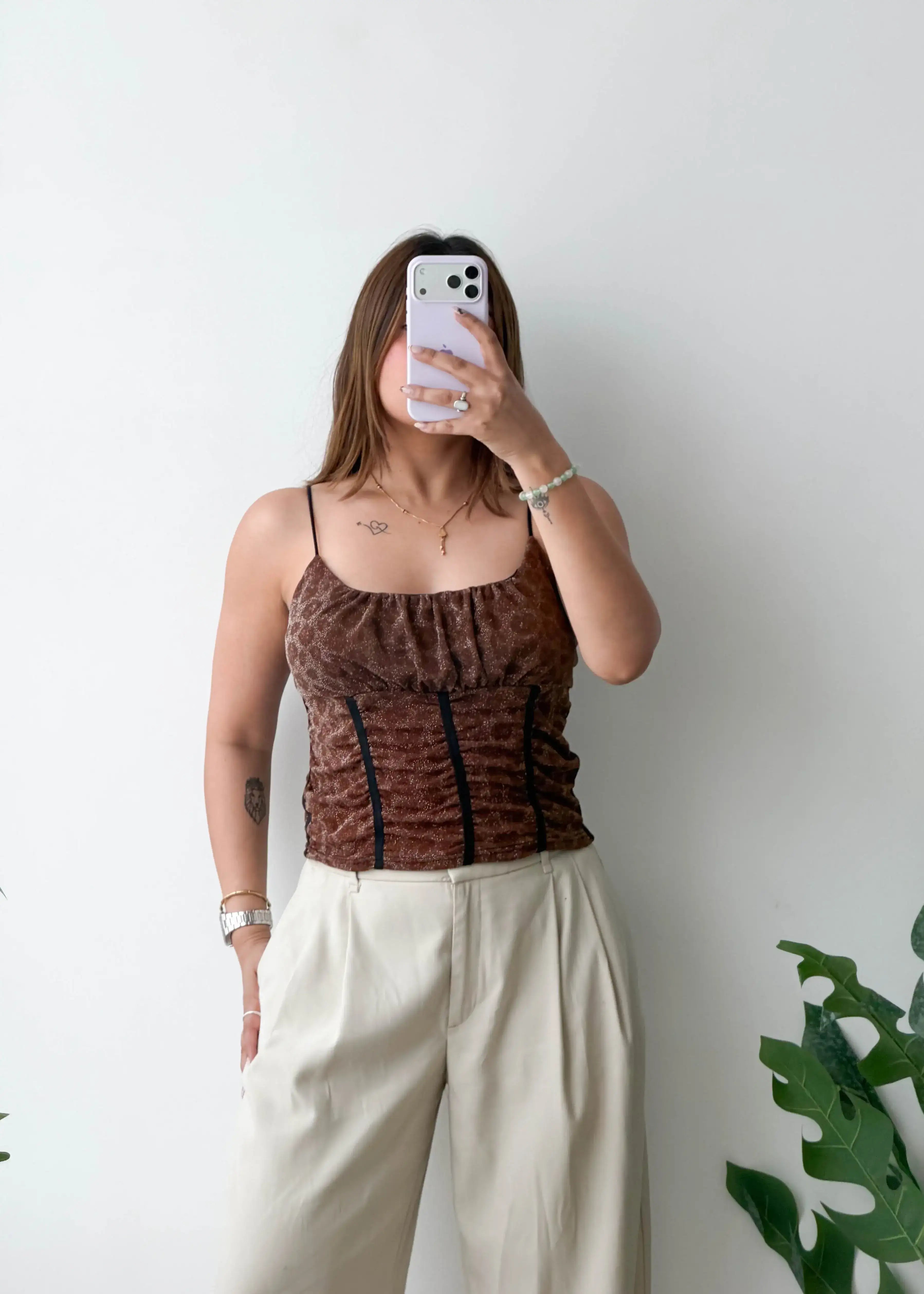 Size M-L, Brown Corset Style Top