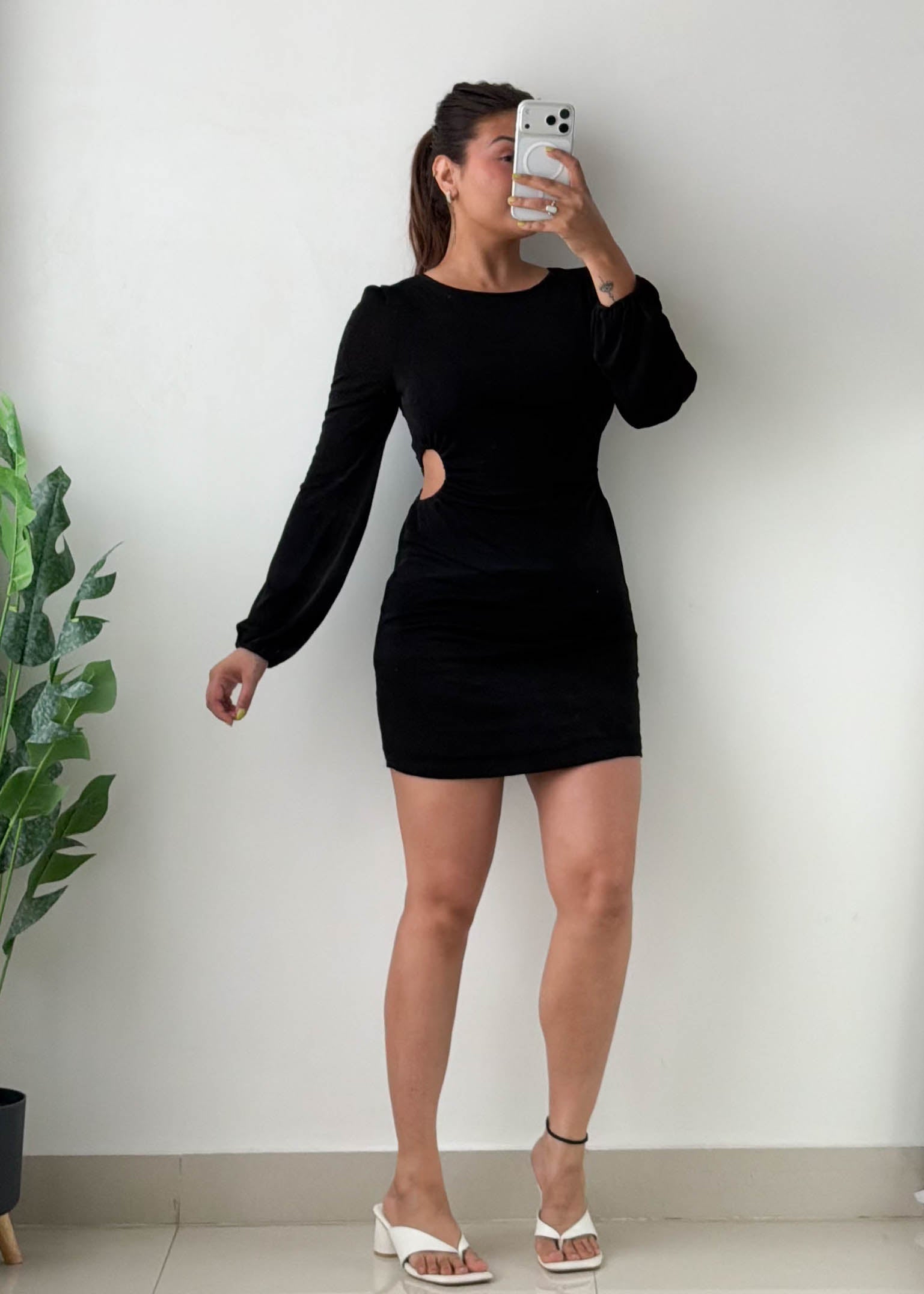 Size S-M Black Cut-Out Mini Dress