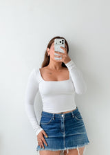 Size XS-S White Square Neck Top