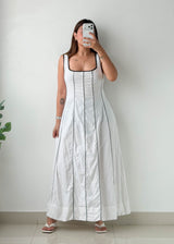 Size 2XL-3XL White Panelled Maxi Dress
