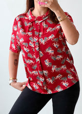 Size XS-S Red Print Shirt Top