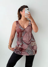 Size XS-S Brown Paisley Sleeveless Top