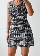 Size S-M Black & White Printed Bodycon Mini Dress