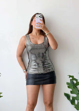 Size XS-S, Silver Sequin Tank Top