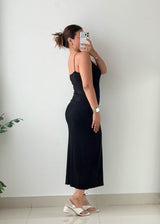 Size XS-S Black High Neck Knit Maxi Dress