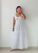 Size S & M White Smocked Maxi Dress