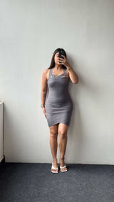 Size XS-S, Grey Strappy Bodycon Mini Dress