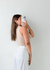 Size S-M Beige High Neck Crop Top