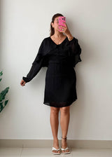 Size XL Black Sheer Sleeve Mini Dress