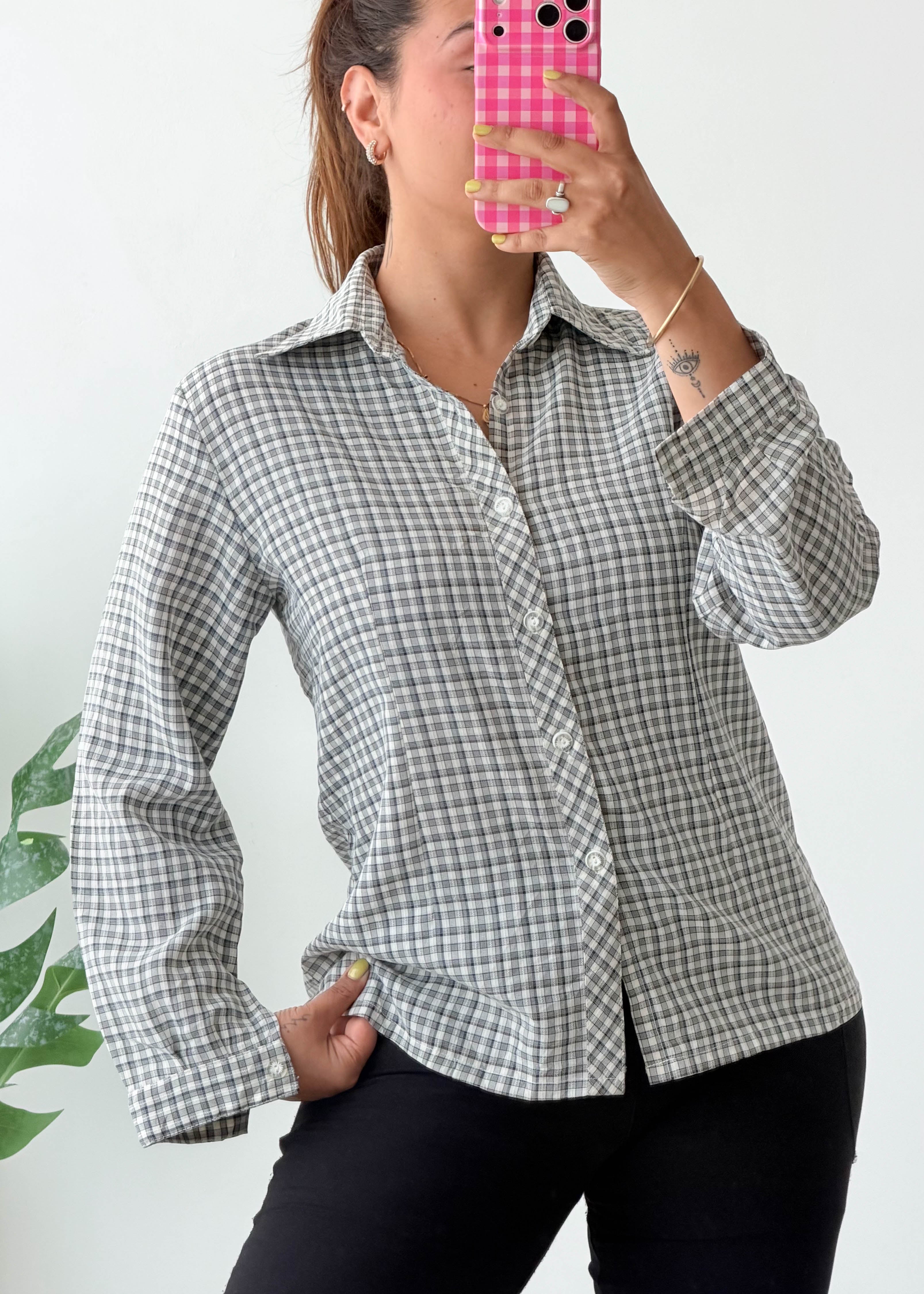 Size S-M Sage Gingham Shirt