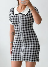 Size S-M Black & White Gingham Bodycon Mini Dress