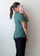 S-M Green Textured Viscose Crepe Shirt