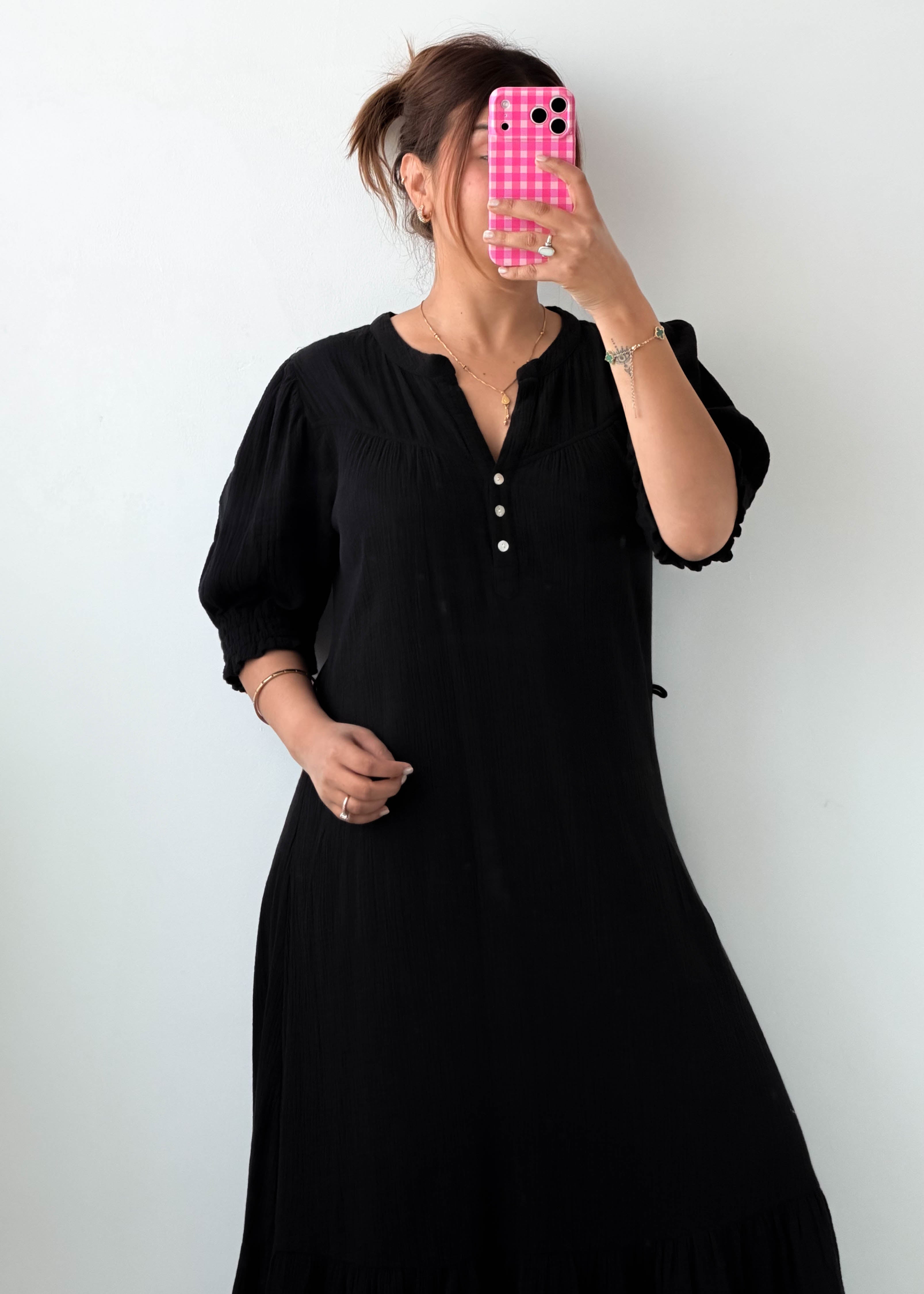Size S-M Black Tiered Maxi Dress