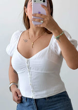Size S White Ruched Front Top