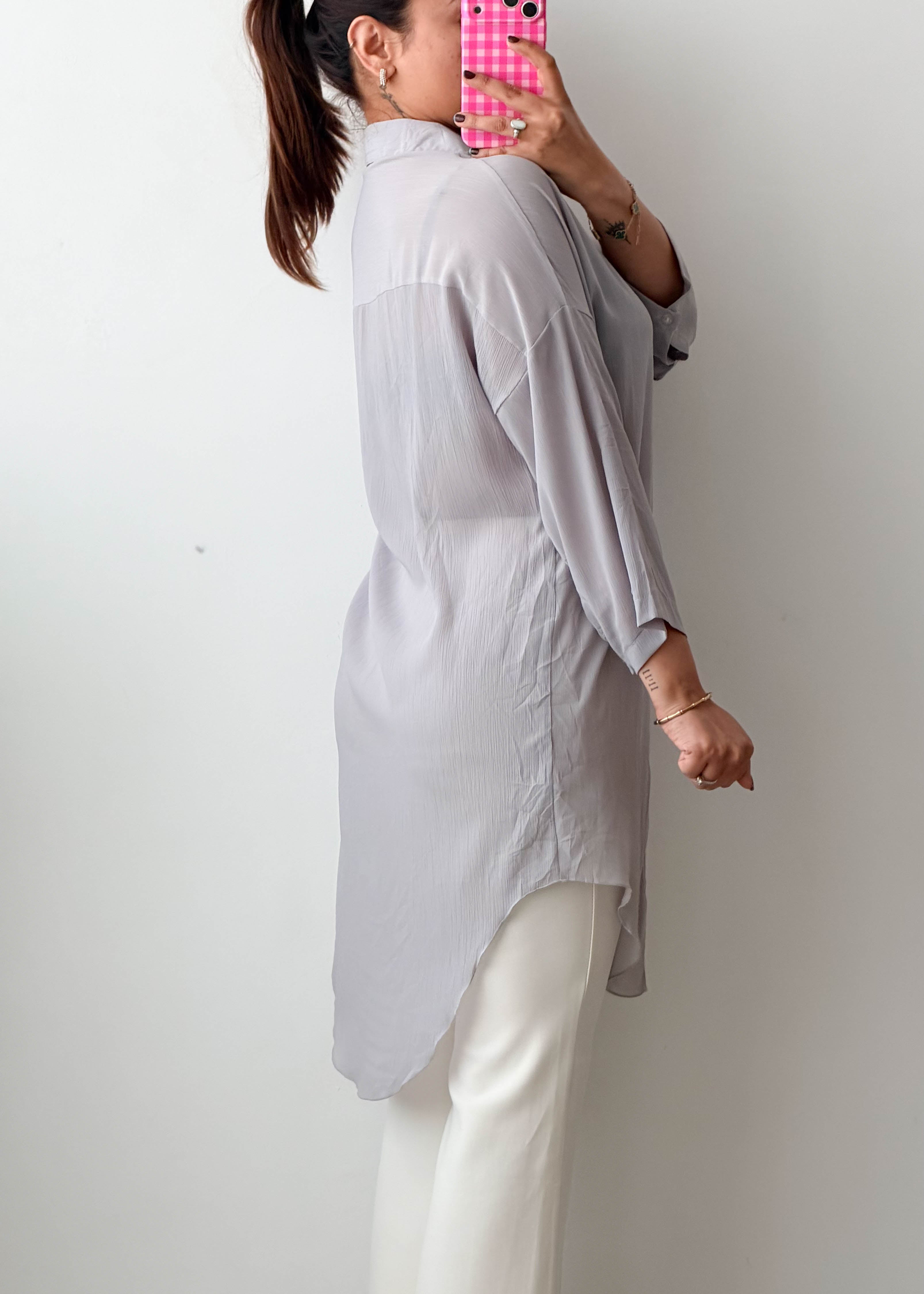 Size XS-S Grey Longline Shirt Top
