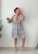 Size XL-2XL Floral Cut-Out Mini Dress