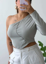 Size M-L, Sage One-Shoulder Cutout Top