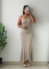 Size XS-S Beige Bodycon Maxi Dress
