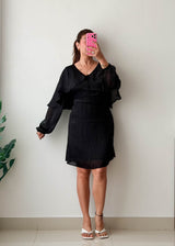 Size XL Black Sheer Sleeve Mini Dress