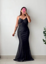 Size S-M Black Shimmer Maxi Dress