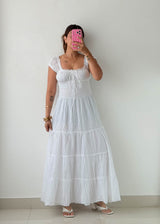 Size S & M White Smocked Maxi Dress