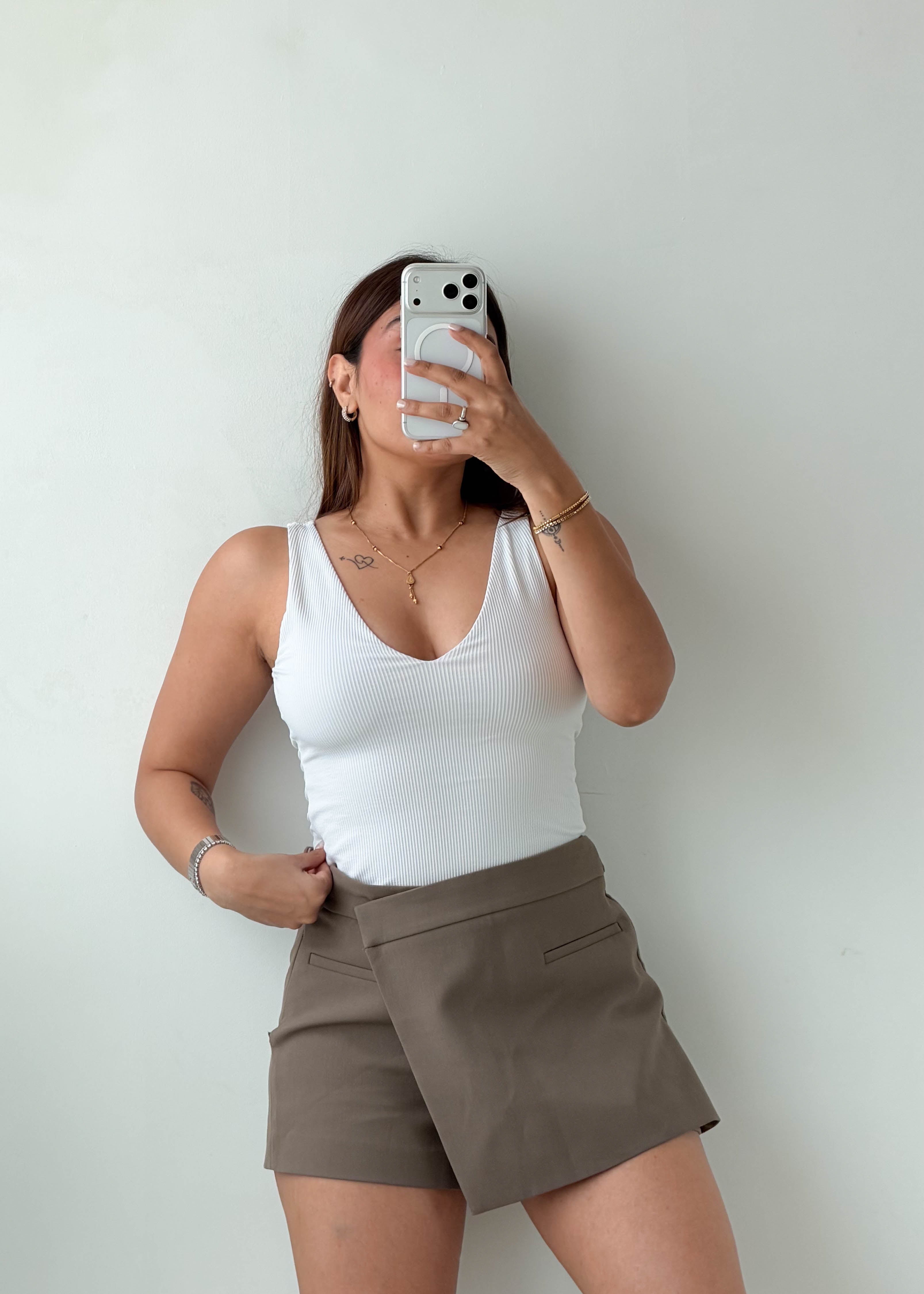 Size XS-S White Ribbed Bodysuit