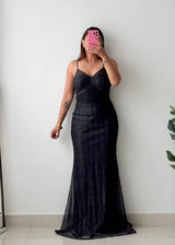 Size S-M Black Shimmer Maxi Dress