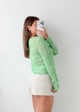 Size M-L Green Printed Mesh Top