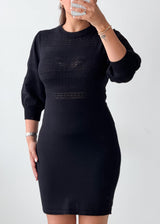 Size M-L Black Ribbed Bodycon Mini Dress