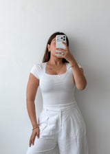 Size XS-S White Square Neck Fitted Top