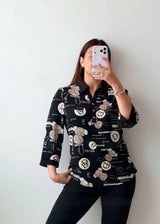 S-M Black Monogram Printed Shirt