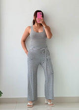 Size S-M Black & White Striped Jumpsuit