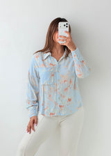 Size XS-S Sky Blue Abstract Print Shirt
