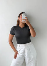 Size M-L Charcoal Crew Neck Bodysuit
