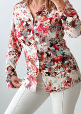 Size XS-S White Red Floral Shirt Top