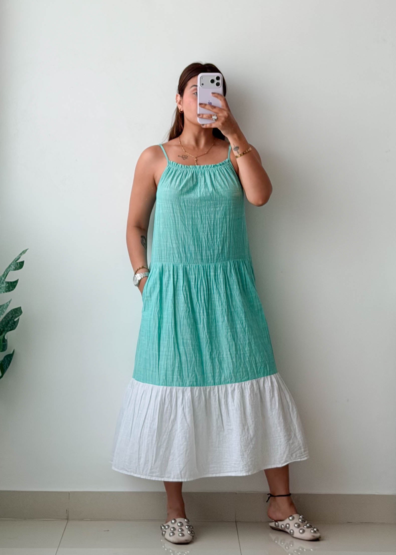 Size XS-S Mint Green Colorblock Maxi Dress