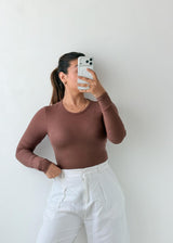Size S Mocha Ribbed Sleeveless Bodysuit