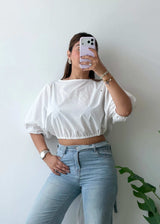 Size M-L, Puff Sleeve Crop Top